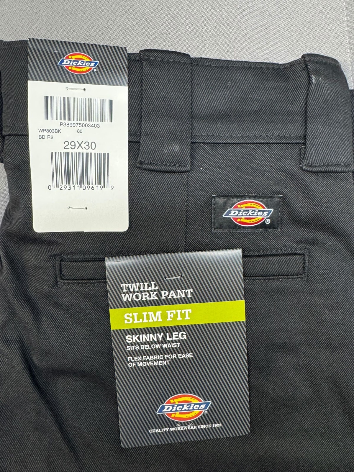 Dickies Men’s Slim Skinny Fit Twill Work Pant, Black