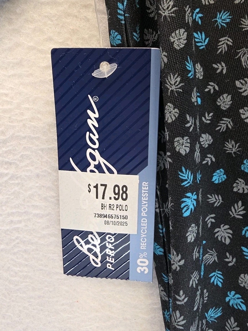 Ben Hogan Performance Short Sleeve Golf Shirt Polo Men’s Small Black With Floral