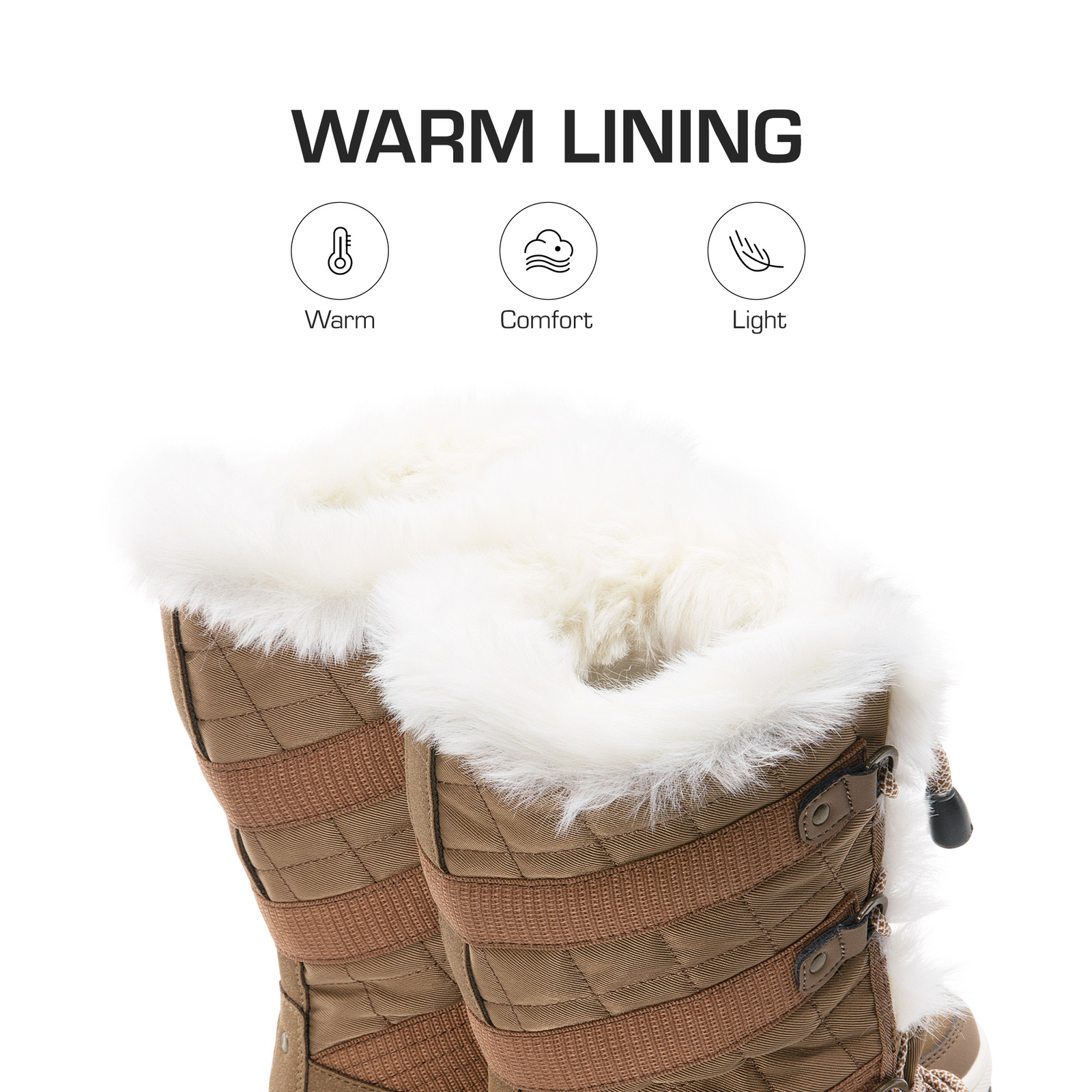 Women Snow Boots Classic Fur Lined Lace up Mid Calf Outdoor Indoor Ski Boots