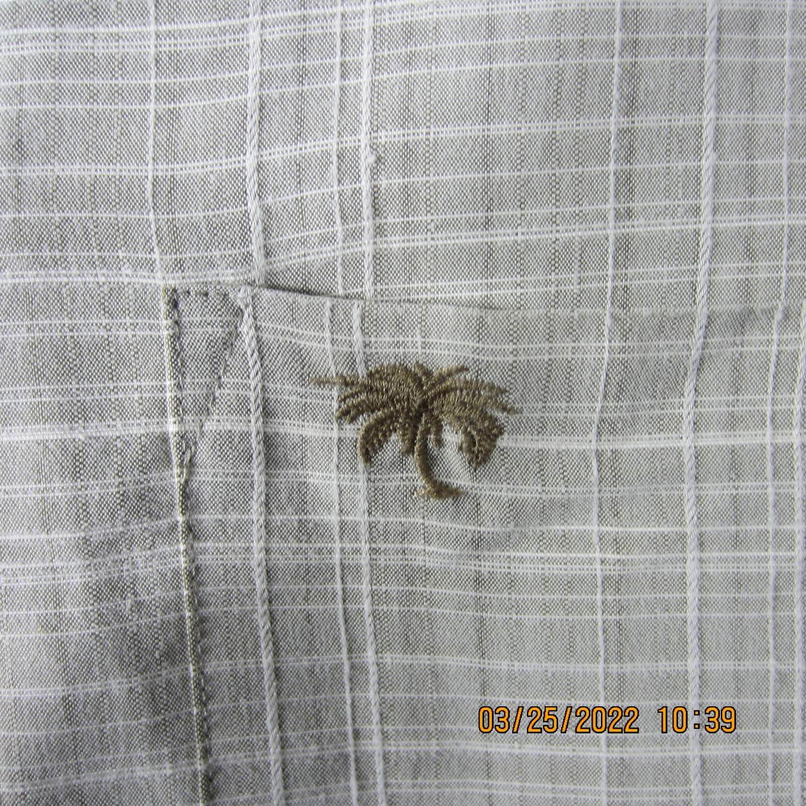 Palm Beach Shirt 2XL XXL Beige White Plaid Button Up Pocket Outdoor Casual Men