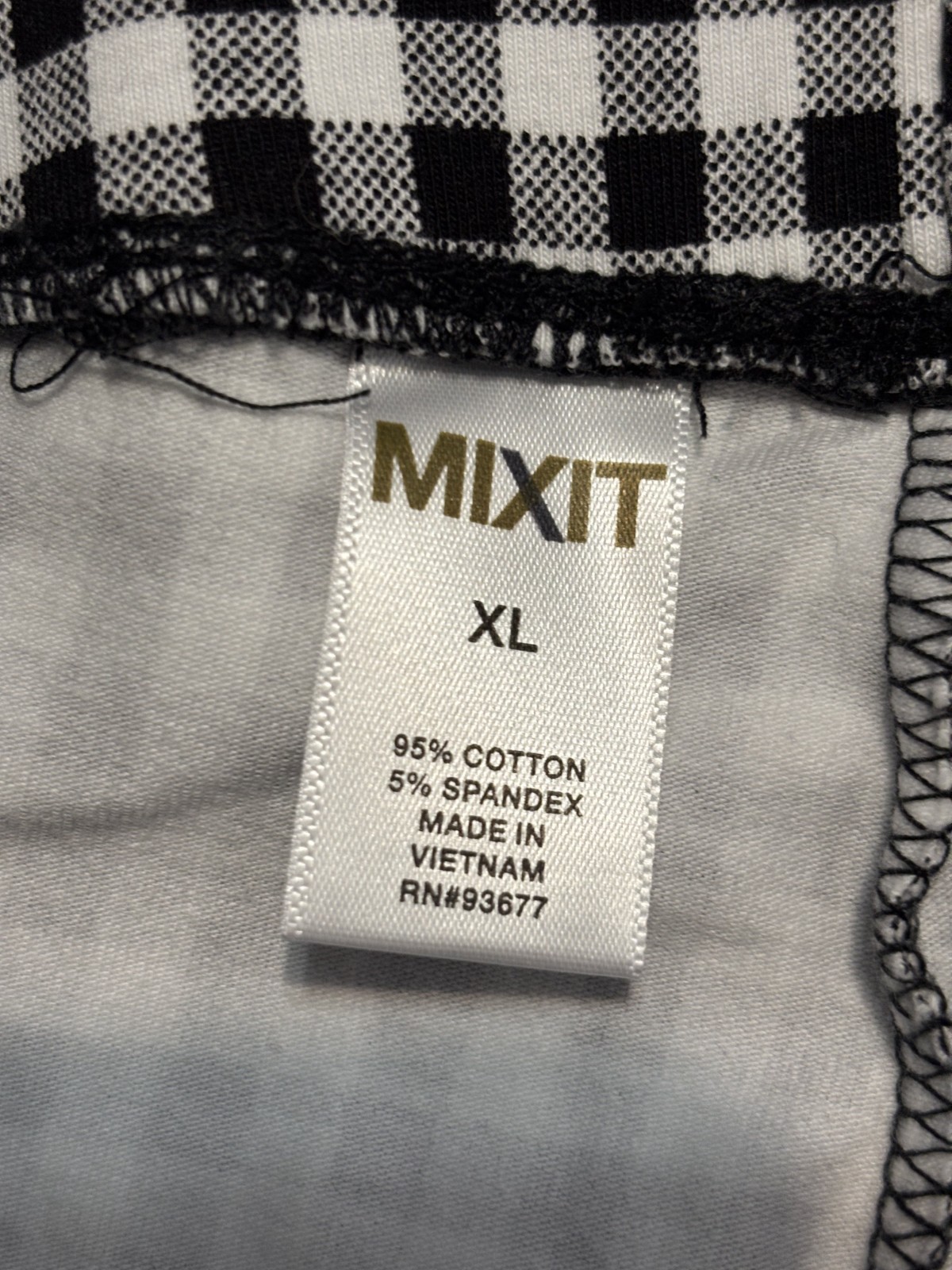 MIXIT Pants, Women’s Size XL, Black White, Checkered, Leggings, Pull On