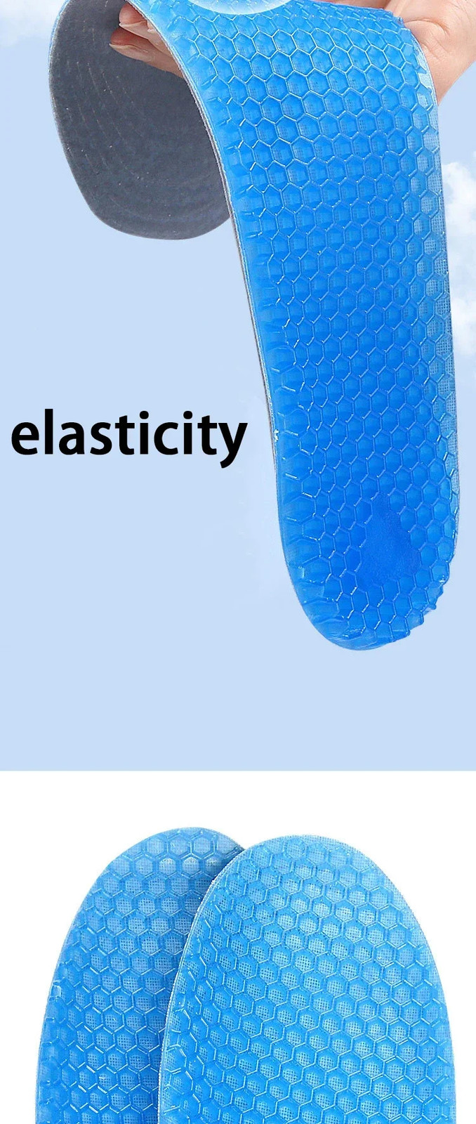1 Pair Silicone Gel Soft Insoles Outdoor Sports Running Insole Elastic Shock-abs