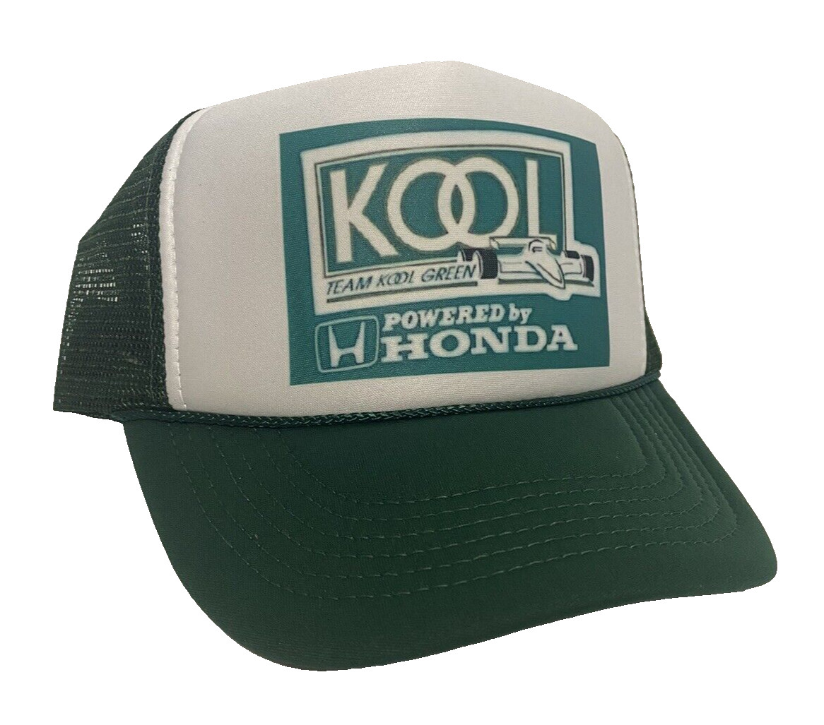 Vintage KOOL Racing Hat Formula 1 Trucker Hat Snapback Honda Racing Dark Green
