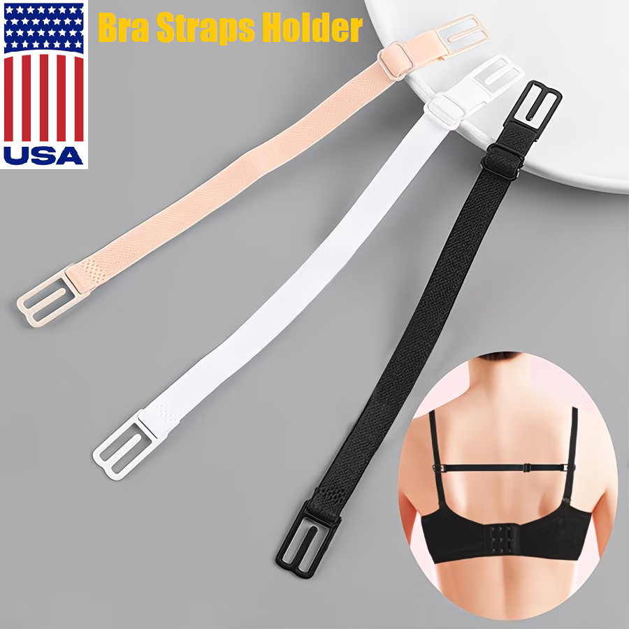 2x Women Bra Straps Holder Anti-slip Elastic Adjustable Clips With Metal Buckles