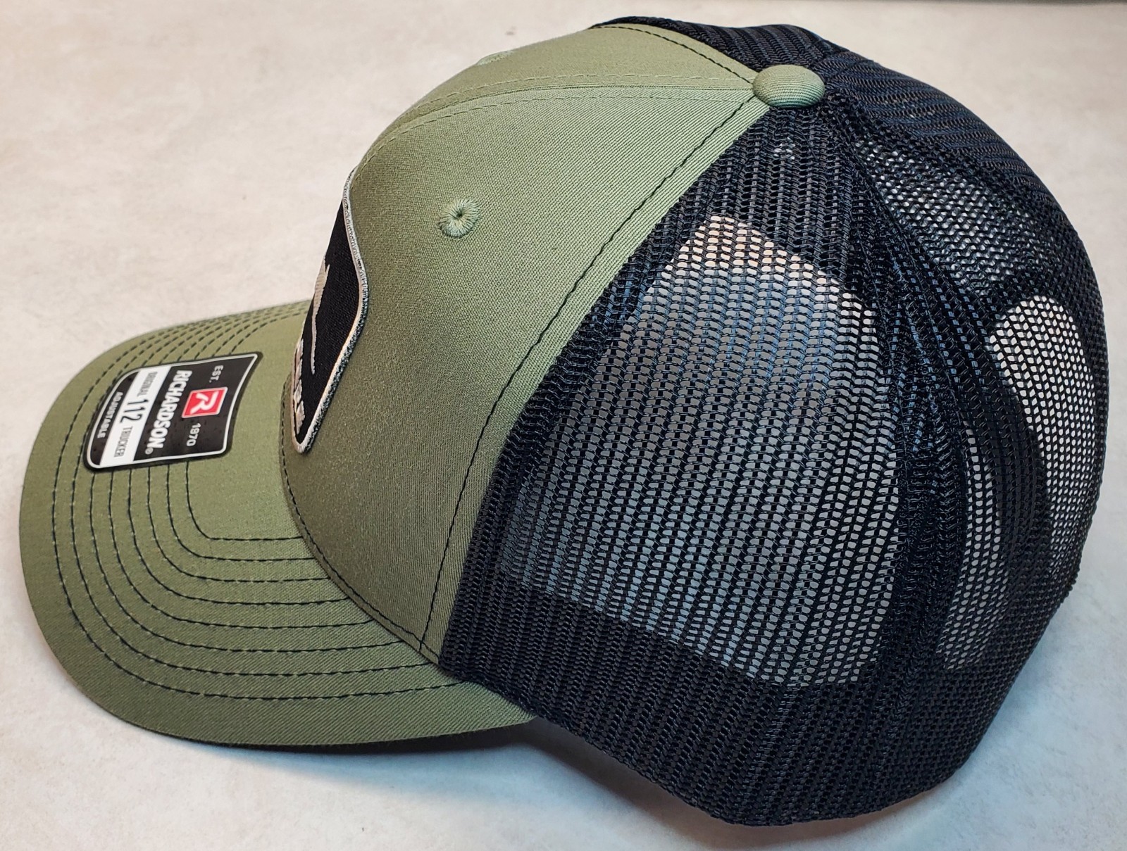 John Deere Black Patch on Richardson 112 Trucker Hat Snapback Loden/Black