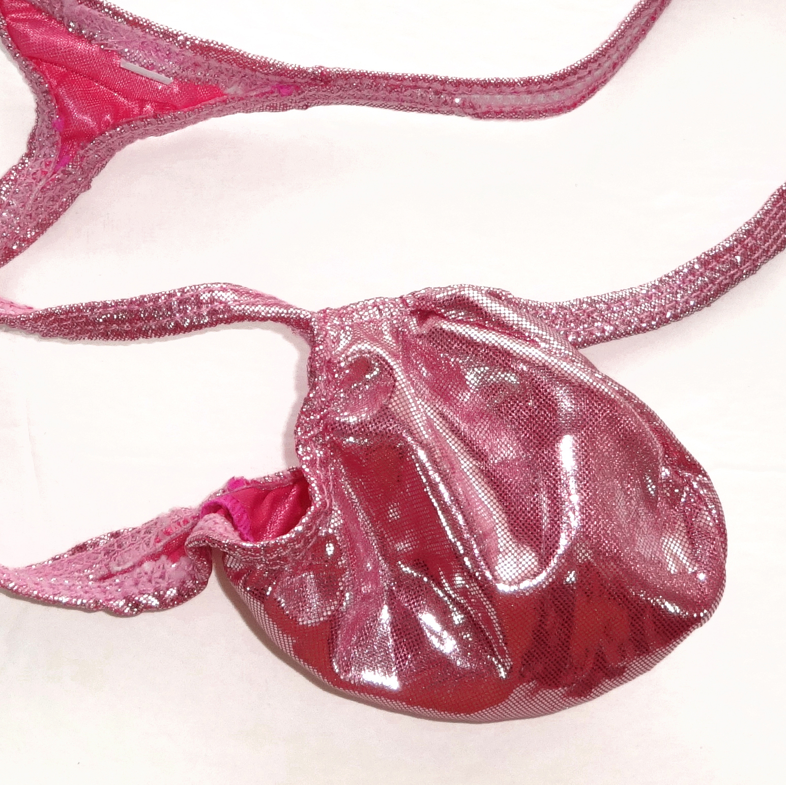 K403 G Mens Grape Smugglers Pouch String Thong Foiled Metallic Shiny Pink