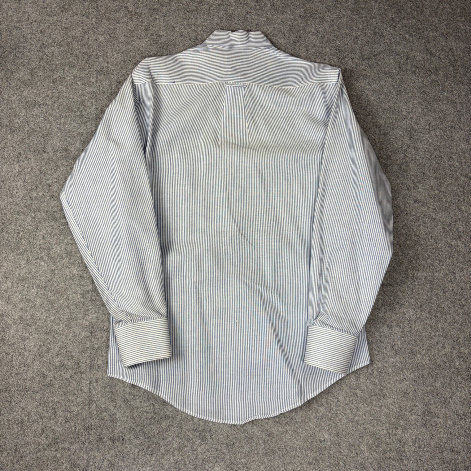 Vintage Natural Blend Mens Blue White Striped Button Down Shirt Made in USA L