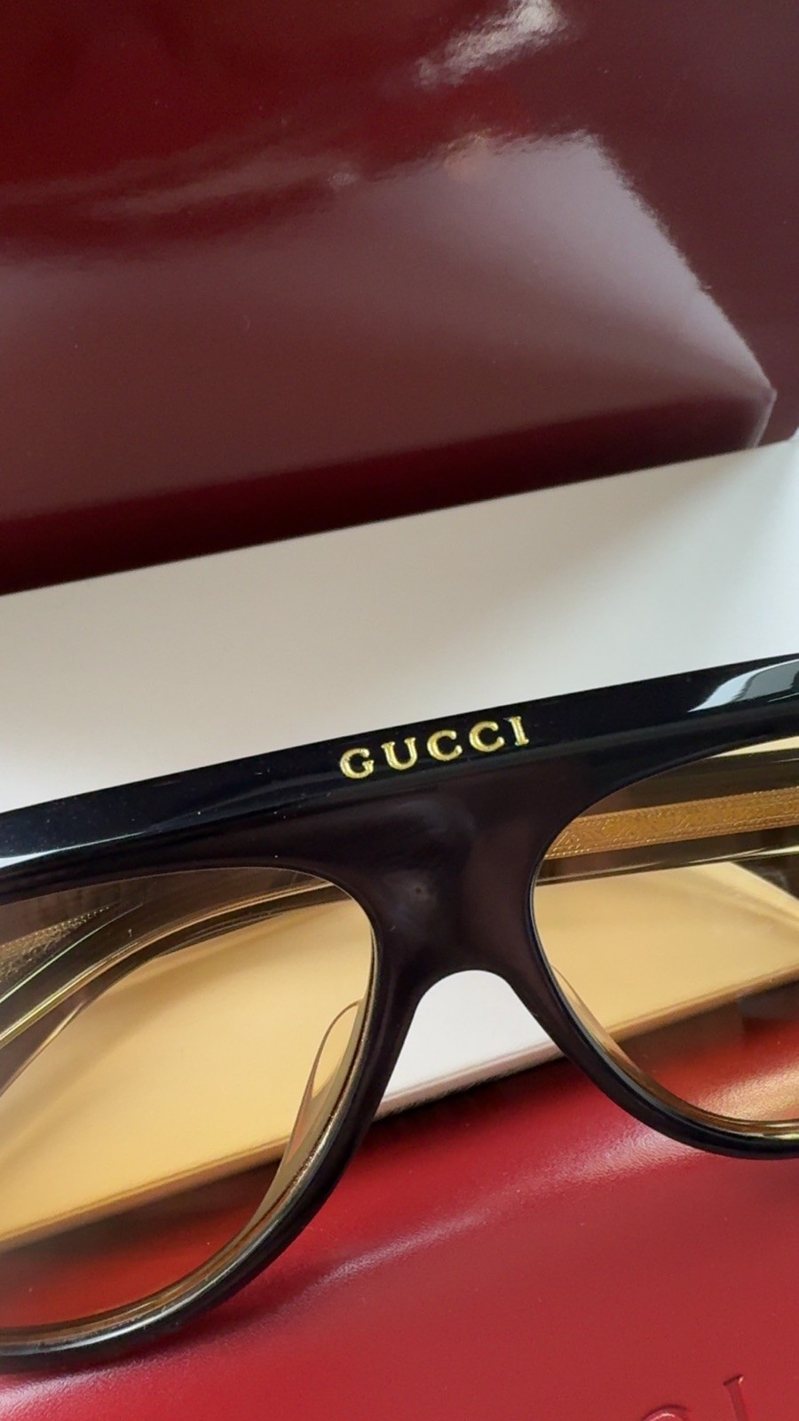 Gucci GG0479S Unisex Aviator Acetate Sunglasses Black Yellow Men And Women