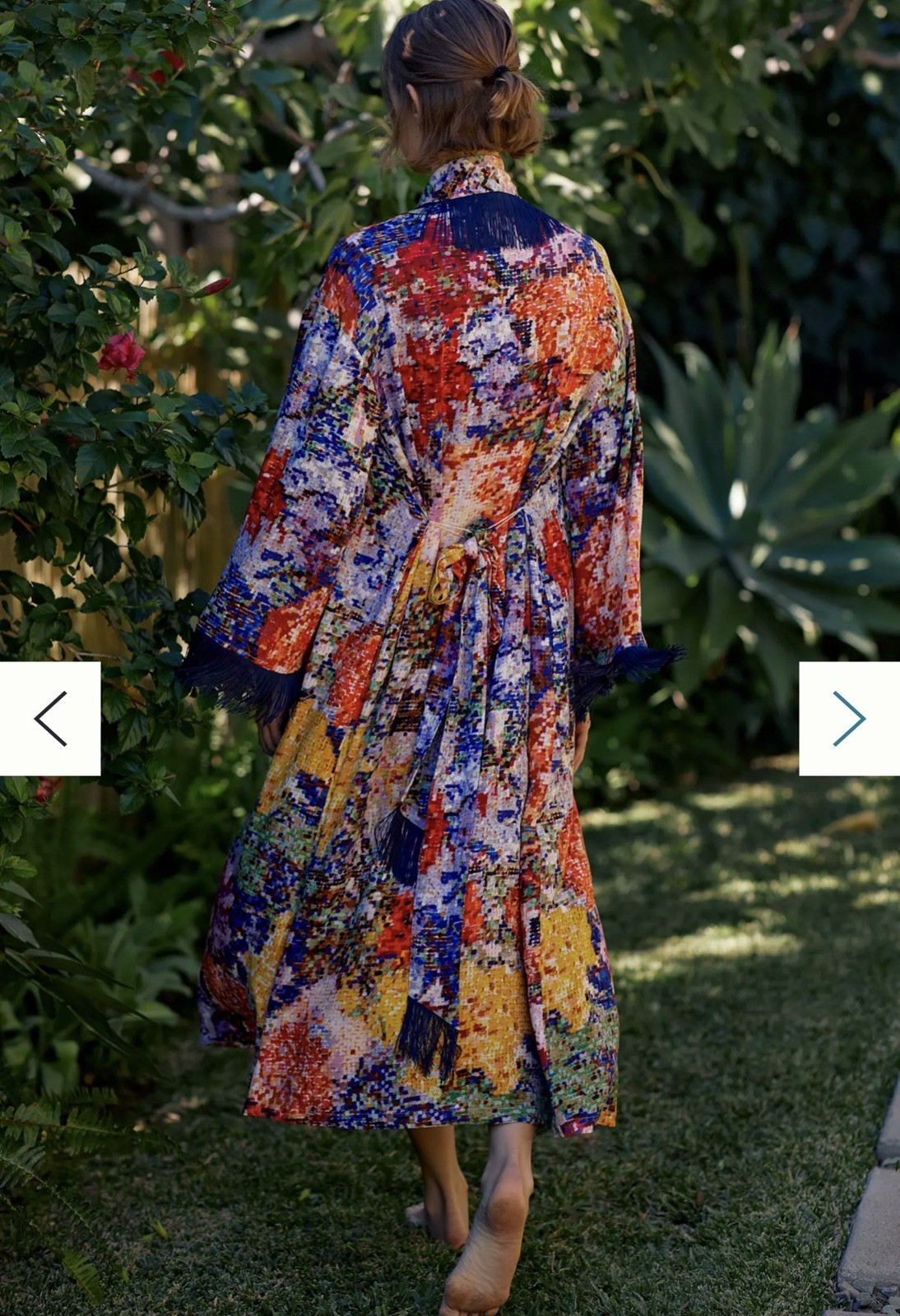 Anthropologie Kirstin Lamb Painterly Fringed Robe SZ SMALL PETITES