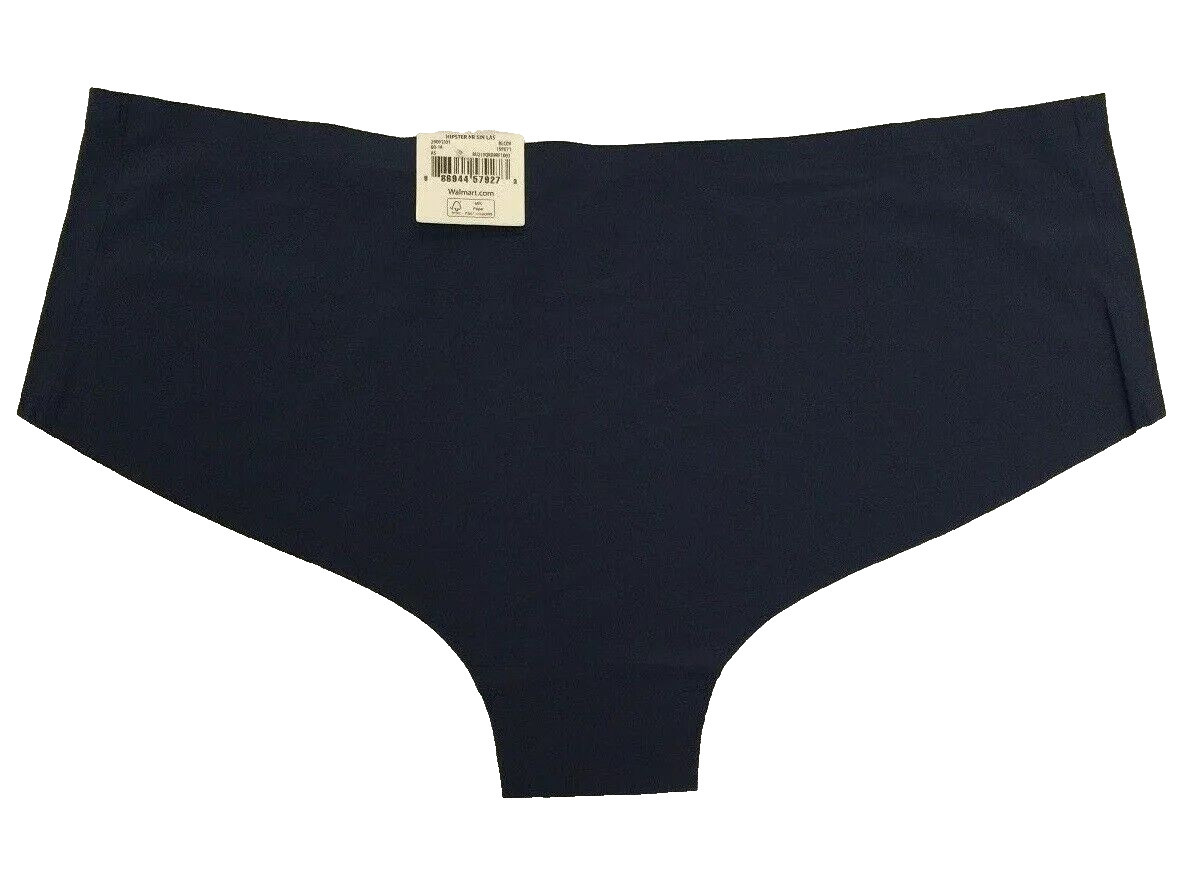 Blue Laser Cut Hipster Style Panties Choose Size L-XXL Solid Color Smooth Nylon