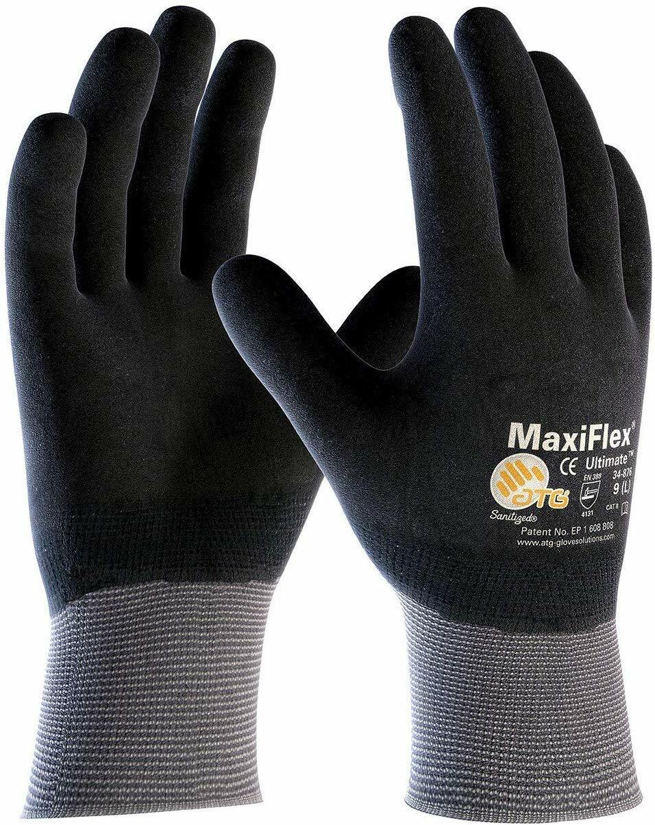 34-876 MaxiFlex Full Palm Coated Micro Foam Nitrile Grip PROTECTIVE WORK GLOVES