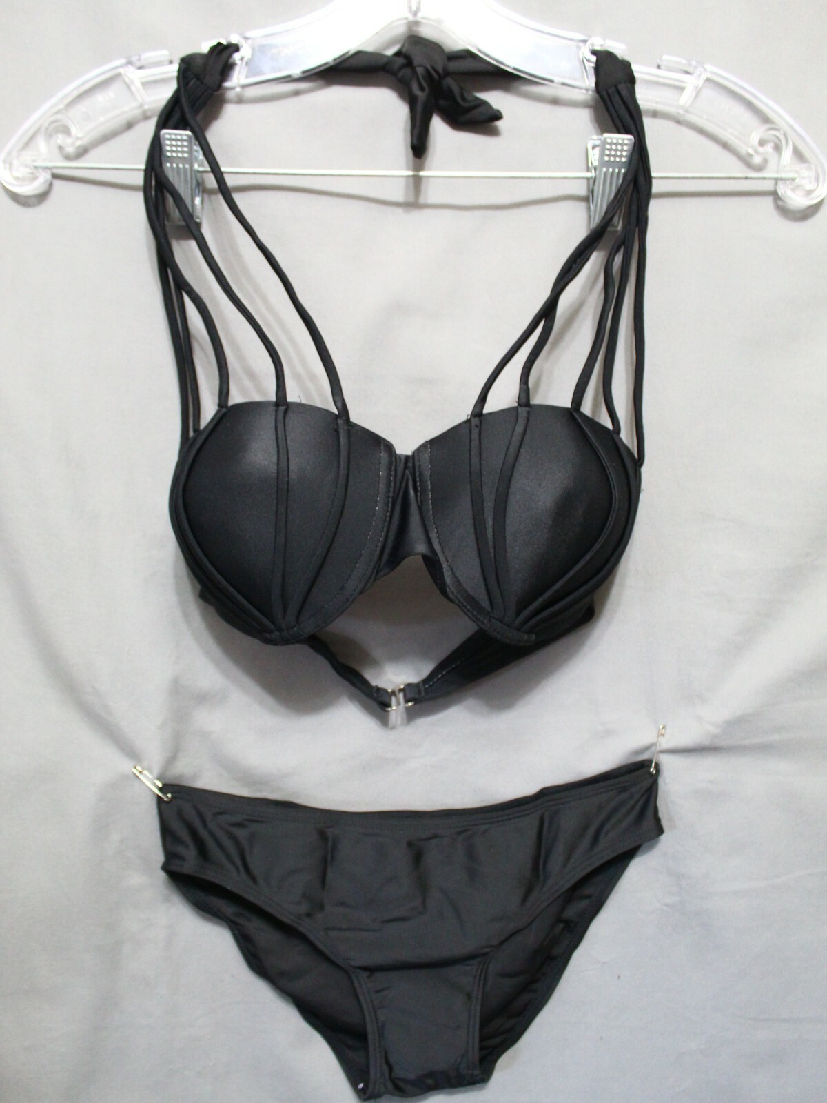 ZAFUL BIKINI JUNIOR 2 piece Black 81% nylon 19% Lycra spandex Size Large NEW