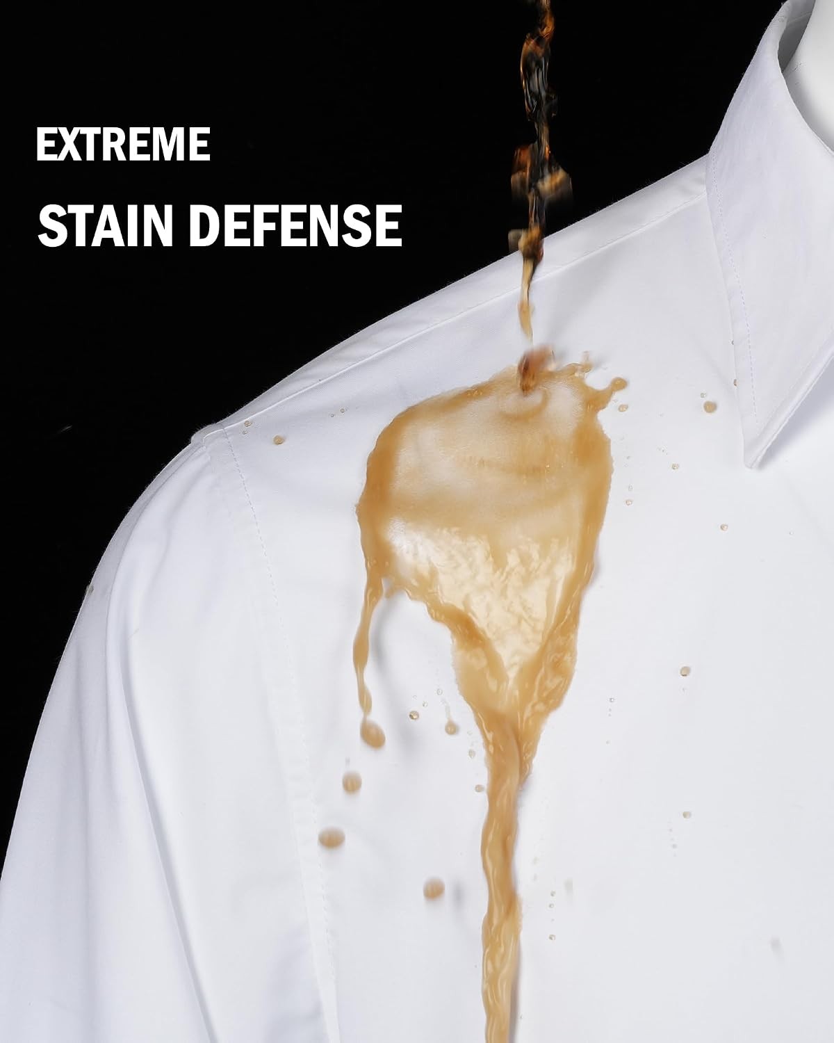 Men’s Short Sleeve Dress Shirts Stretch Stain Shield Casual Button Down Shirts S
