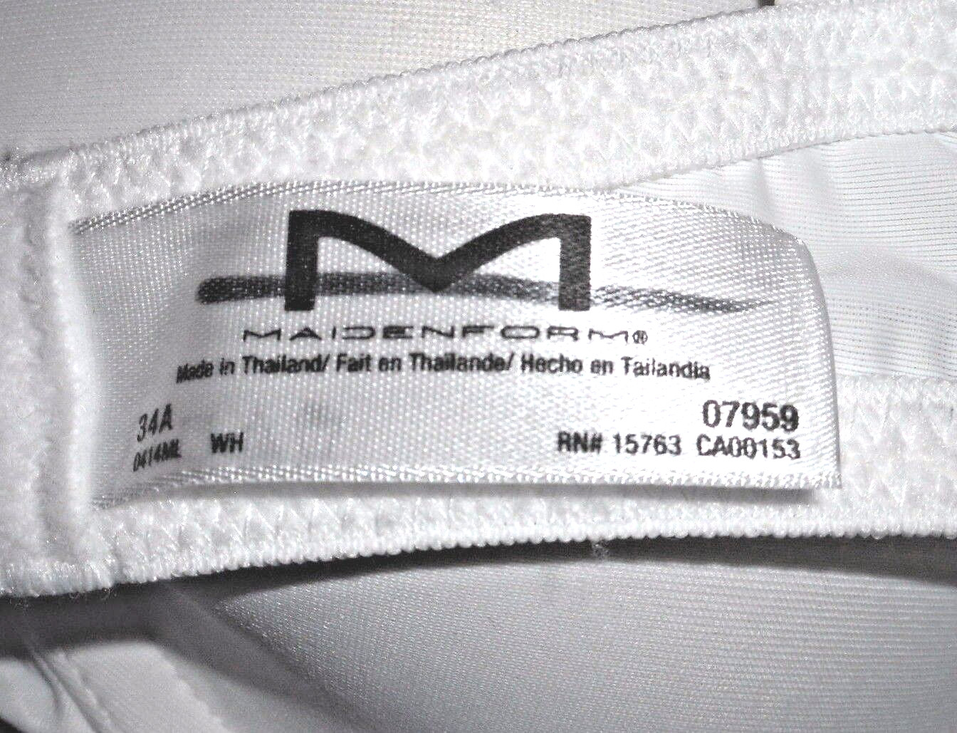 New Bra Maidenform 1-Fabulous-Fit T-Shirt White Underwire 07959 MSRP-$38.00 34A