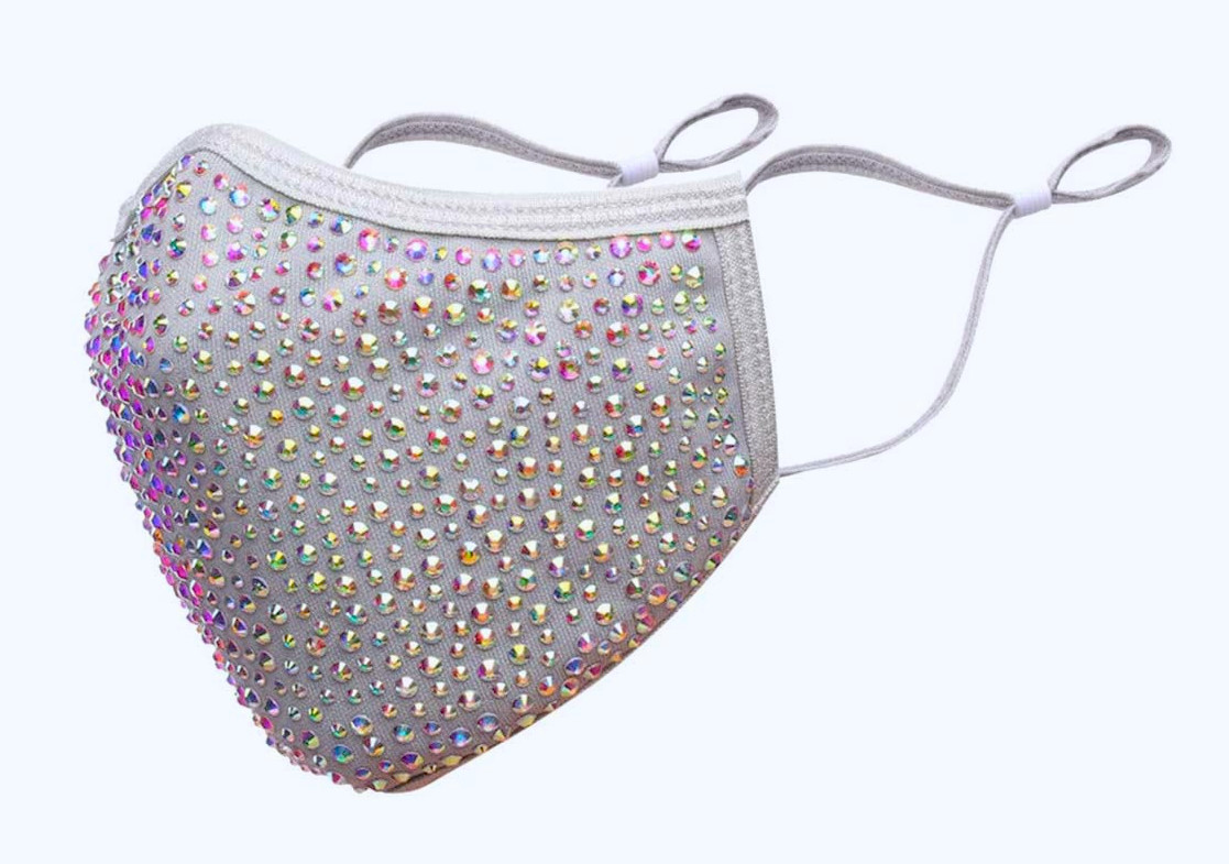 Rhinestone Bling Crystal Face Mask Reusable Washable With Filter Pocket