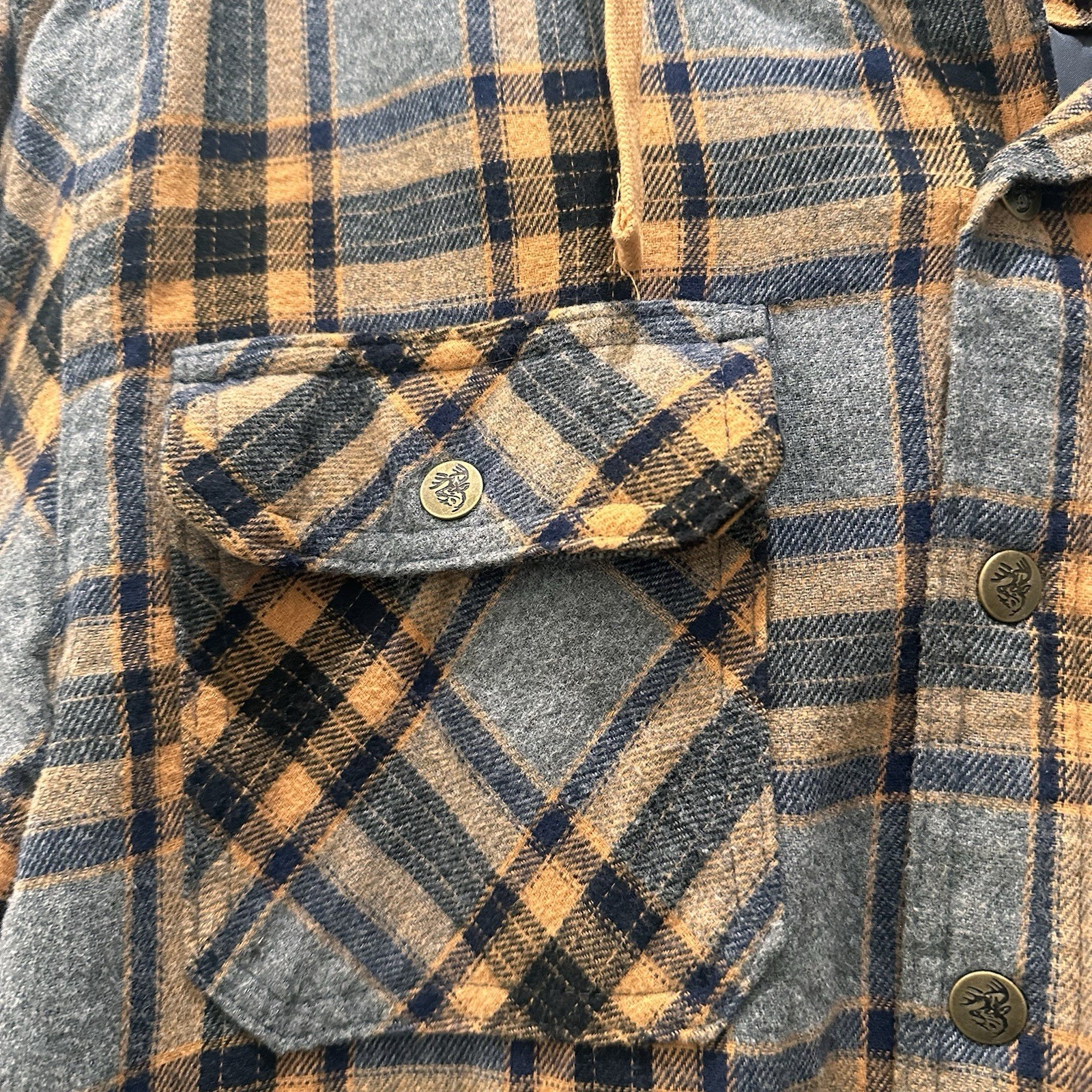 Legendary Outfitters Men’s Cotton Flannel Hooded Jacket Insulated Plaid Size Med