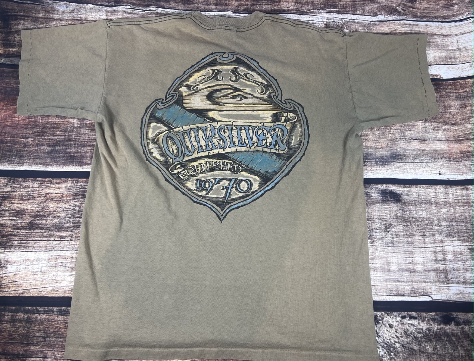 Vintage Single Stitch 80s 90s Quiksilver Surf Graphic Tee Shirt Size Large