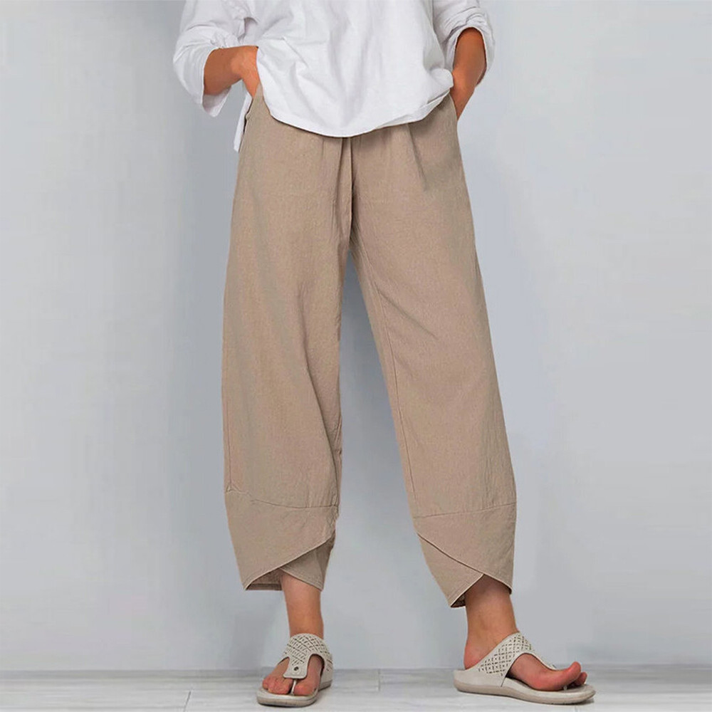 Summer Womens Summer Cotton Linen Baggy Casual Harem Pants Trousers Plus Size US