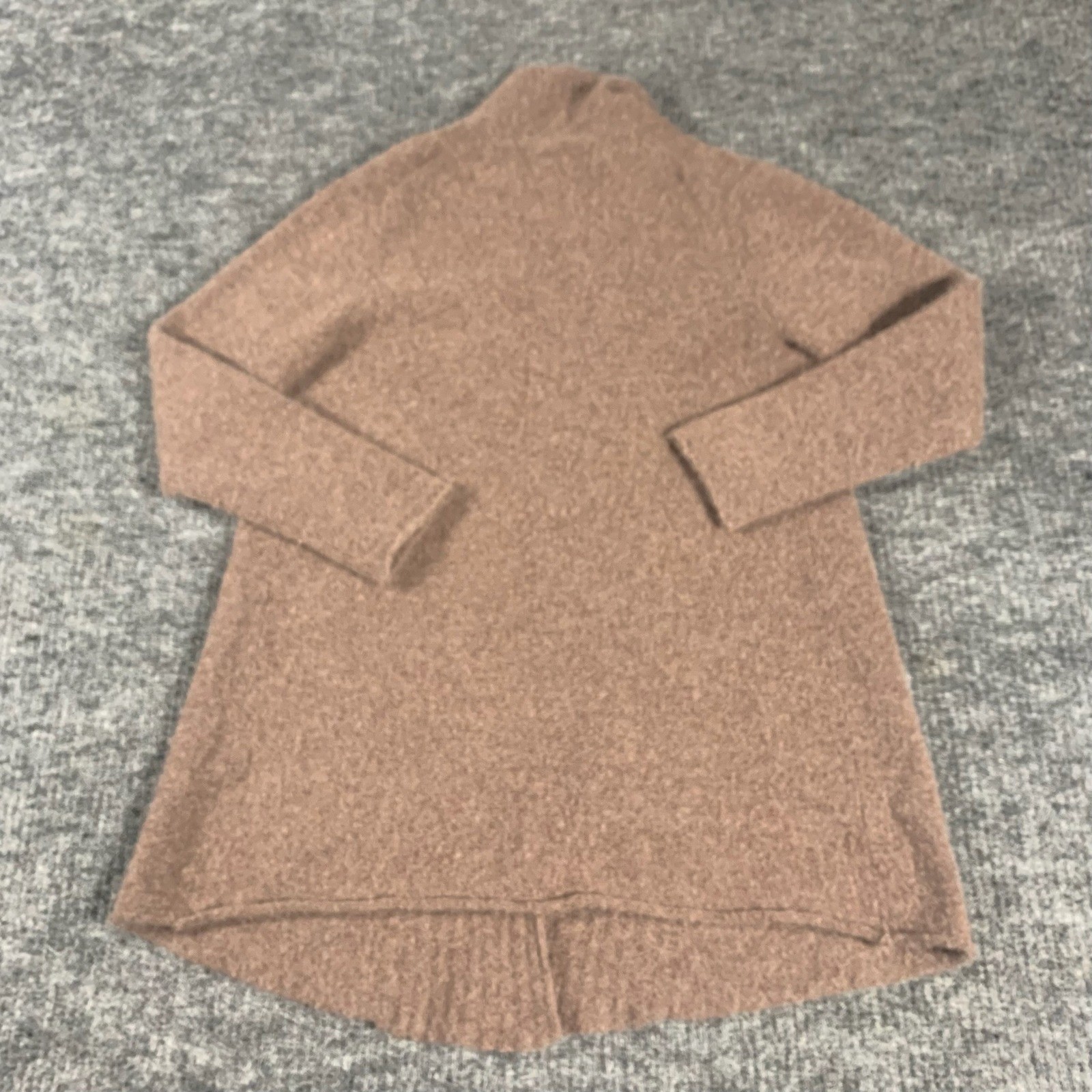 Lusso Cashmere Cardigan Womens M Brown Open Front Shawl Collar Sweater Soft