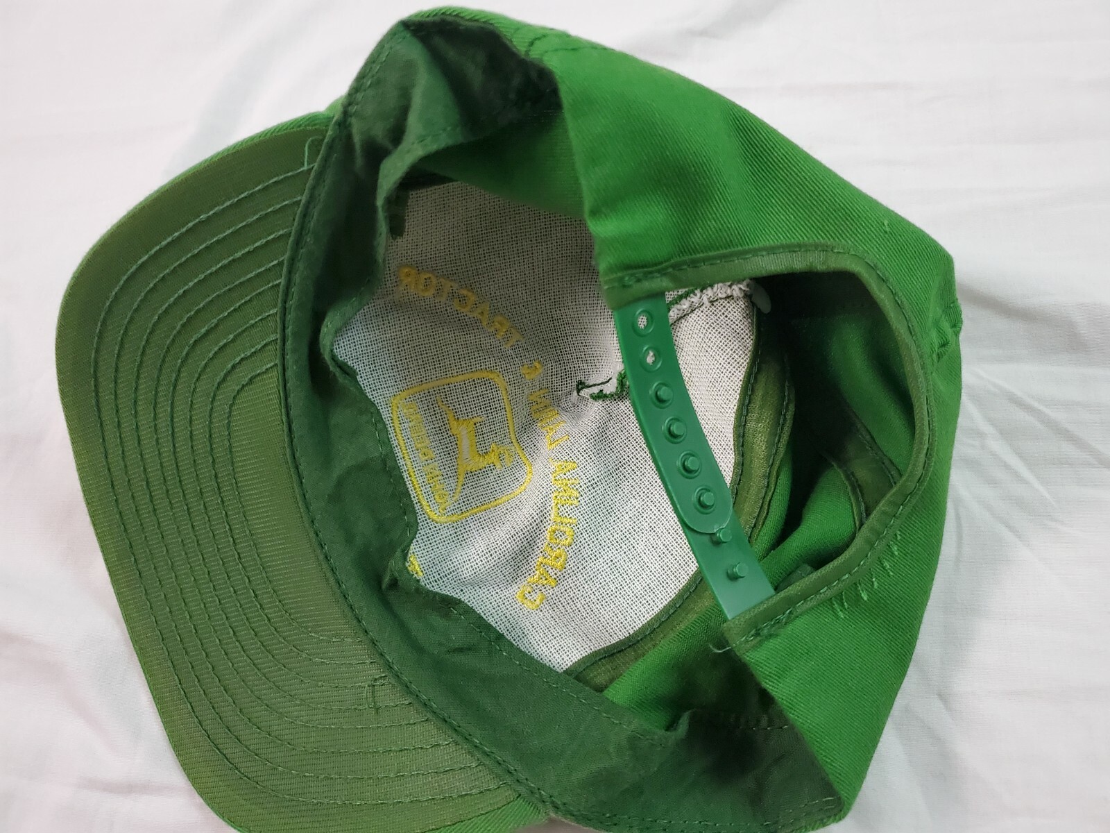Vintage John Deere Mens Adjustable Hat Snapback Carolina Lawn Louisville Mfg Co