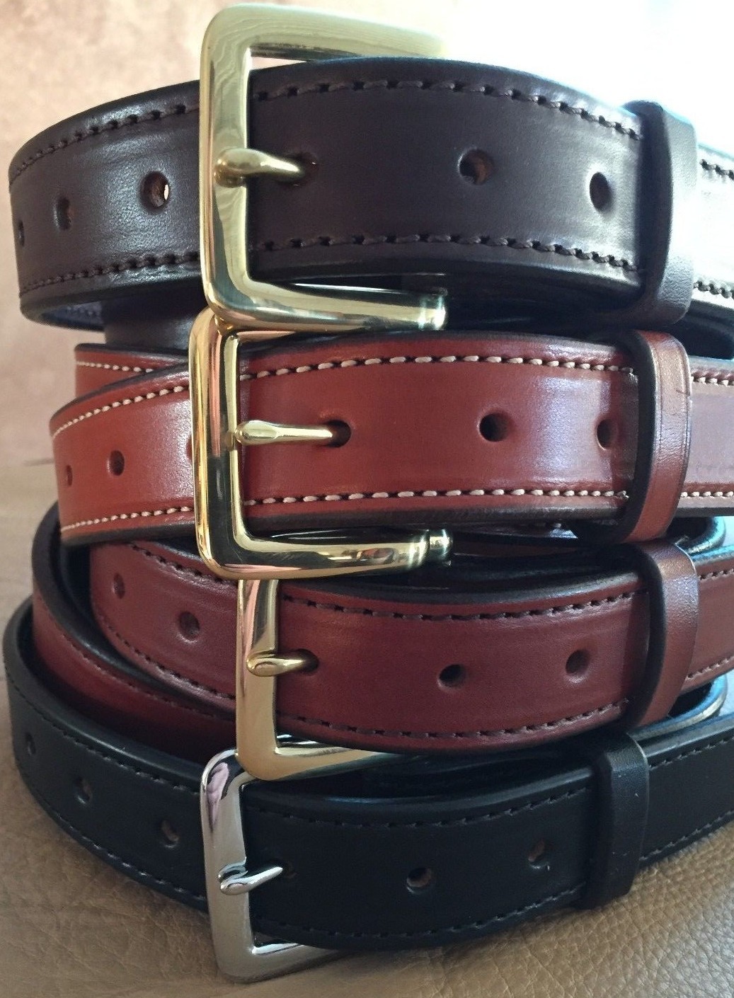 1-1/2″Plain Stitched Real Genuine Leather Casual Dress Belt Strap*Amish USA Made