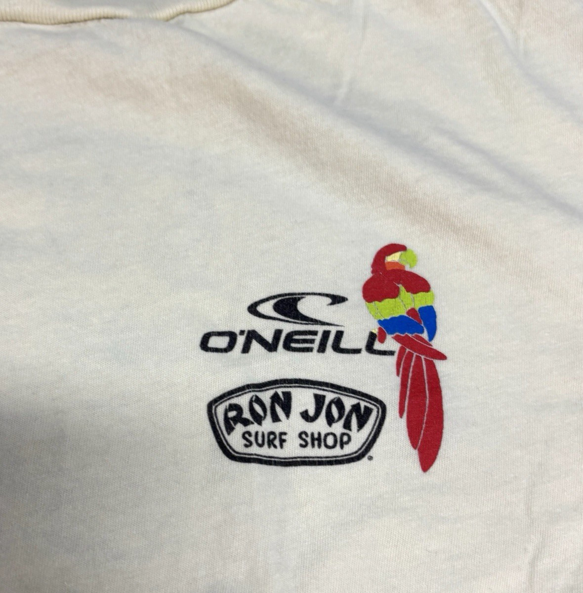 O’Neill Ron Jon Surf Shop Shirt Tropical Parrot Crewneck Double Sided Tee M