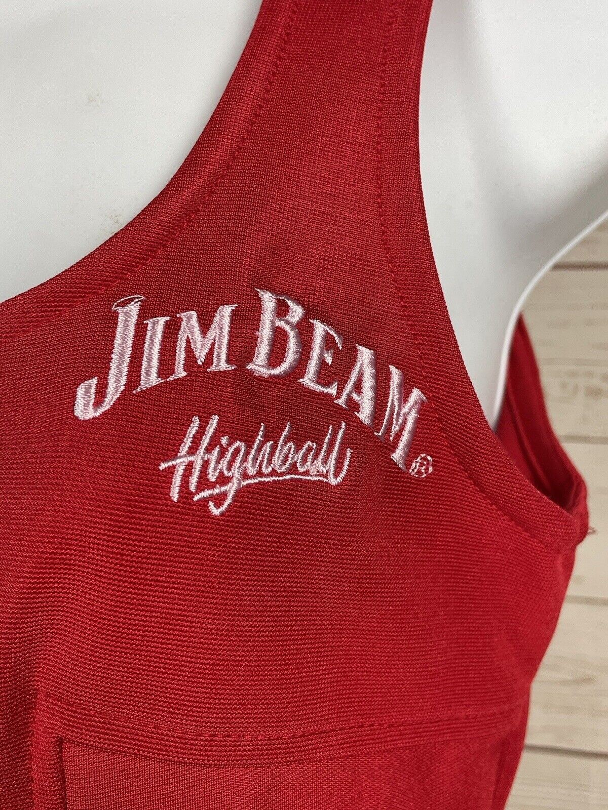 Jim Beam High Ball Cocktail Waitress Dress Womens Large Red Bartender New ST181