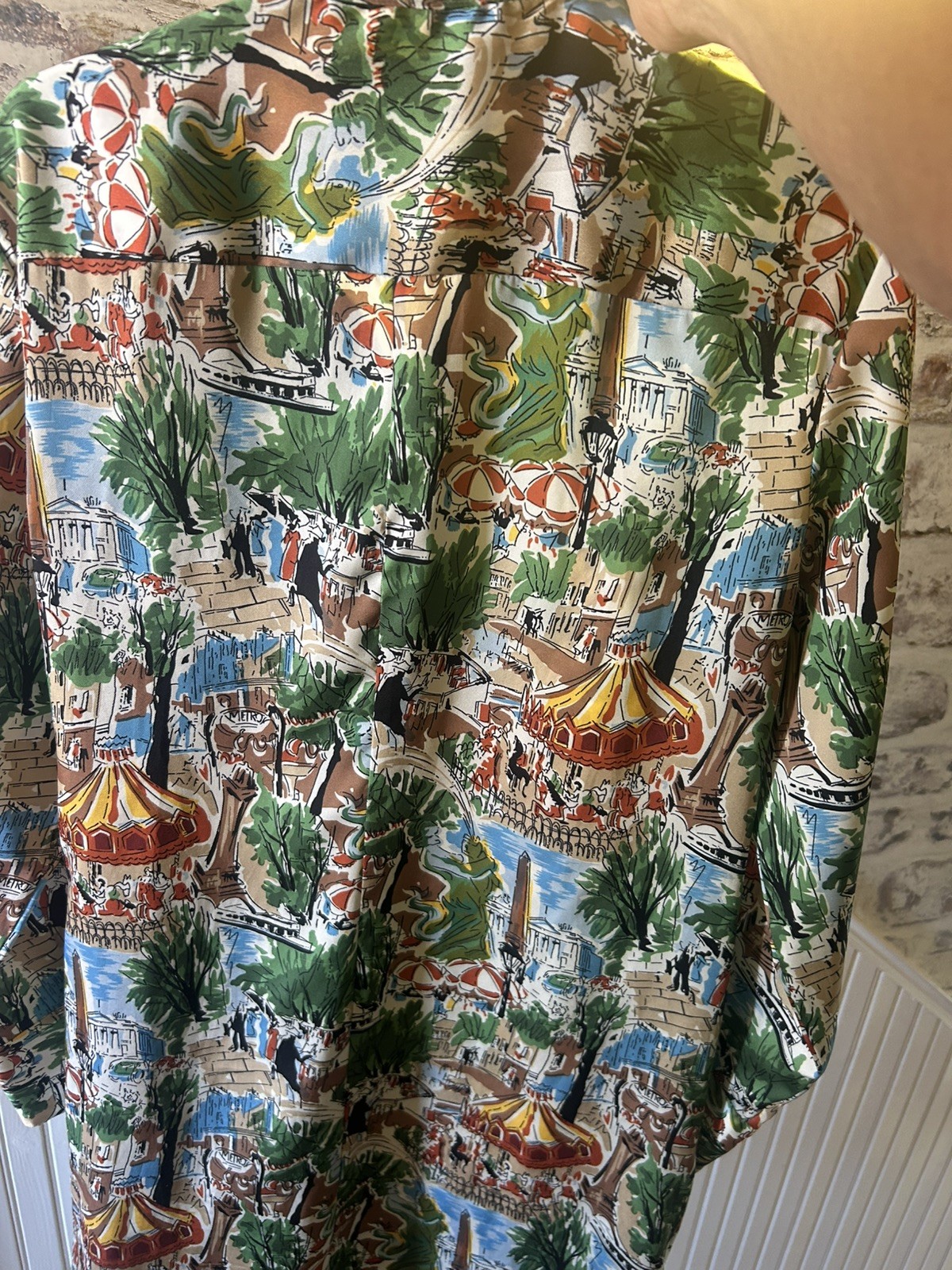 Zara Studio Paris Print Shirt Satin Dress Size M 12-14