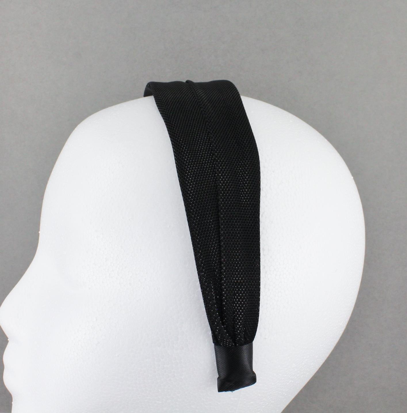Black headband 1 5/8″ wide shiny satin fabric covered hair band no teeth