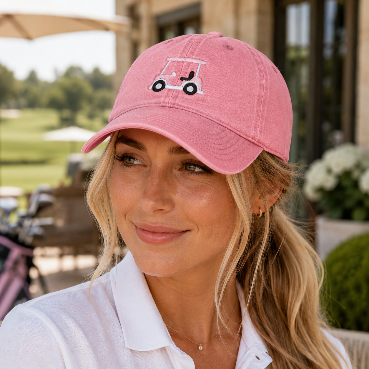 Embroidered Golf Cart Baseball Hat, Country Club Sporty Dad Cap