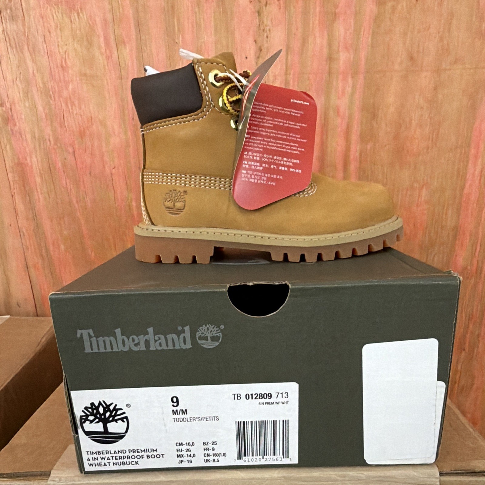 Timberland Men’s 6in Waterproof Work Boot Wheat Nubuck Lace-Up US 9