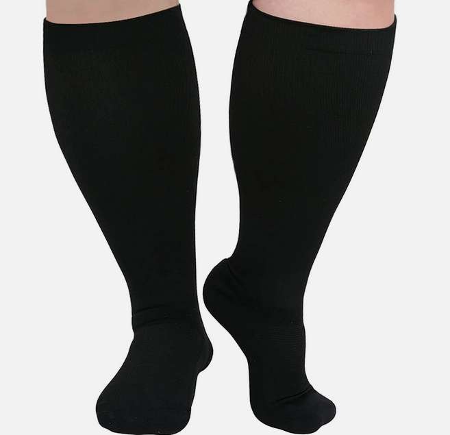 S M L XL 2XL 3XL 4XL Wide Calf Plus Size Compression Socks Women Men 20-30mmHg