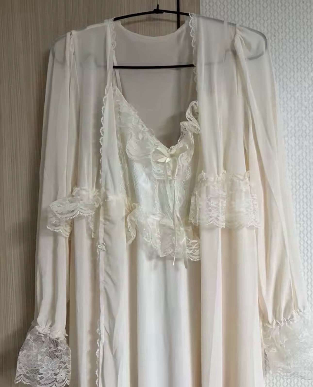 Vintage Style Nightgown & Robe Set Victorian Nightdress Romantic Sleepwear