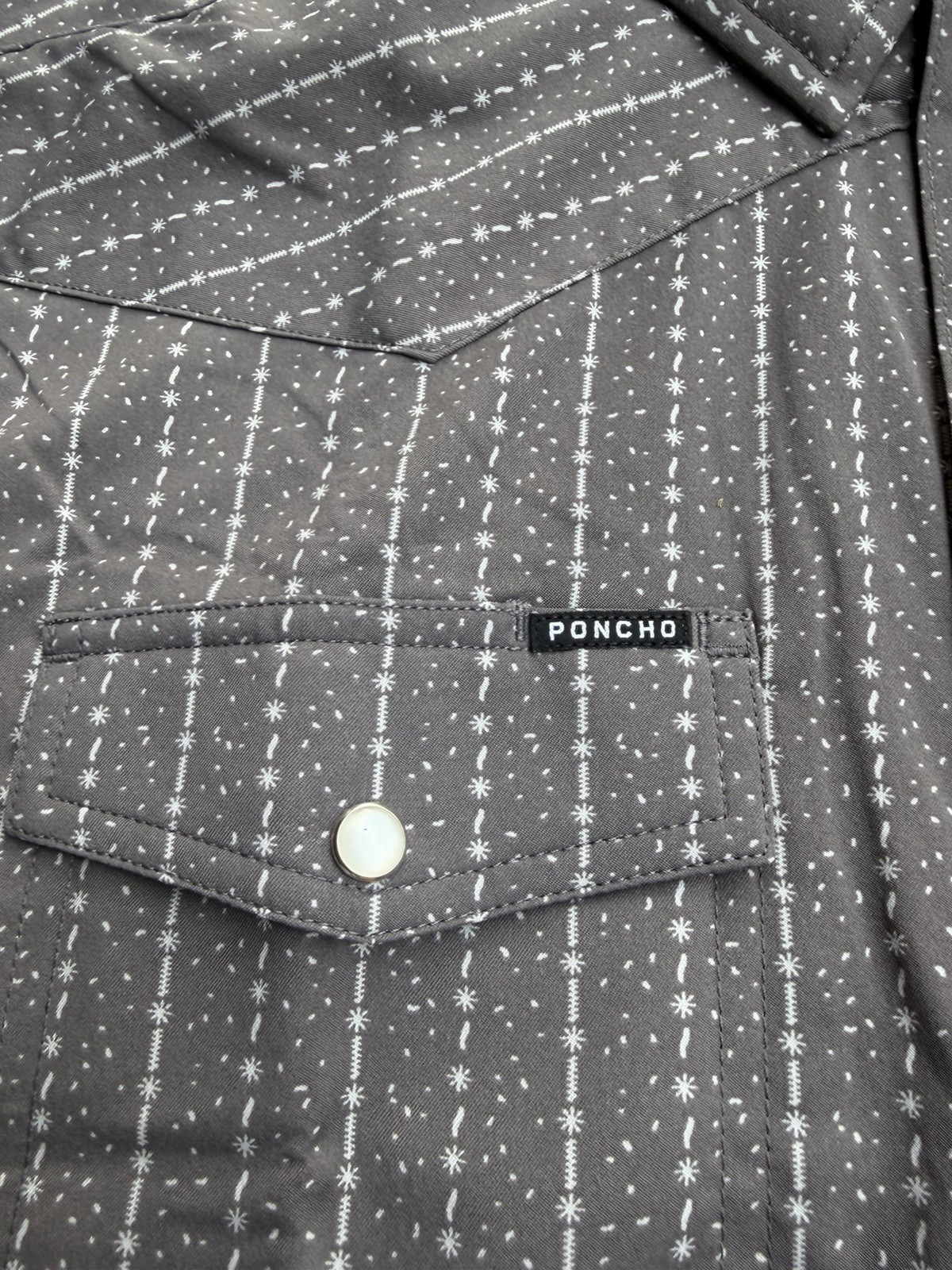Poncho Men’s Shirt Pearl Snap The Hondo Short Sleeve Medium Slim Fit