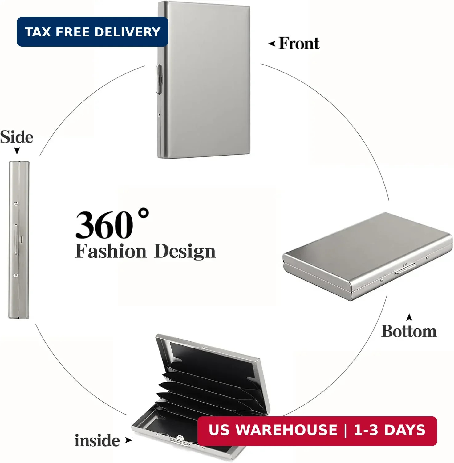 RFID Blocking Stainless Steel Credit Card Wallet Metal Card Holder Case