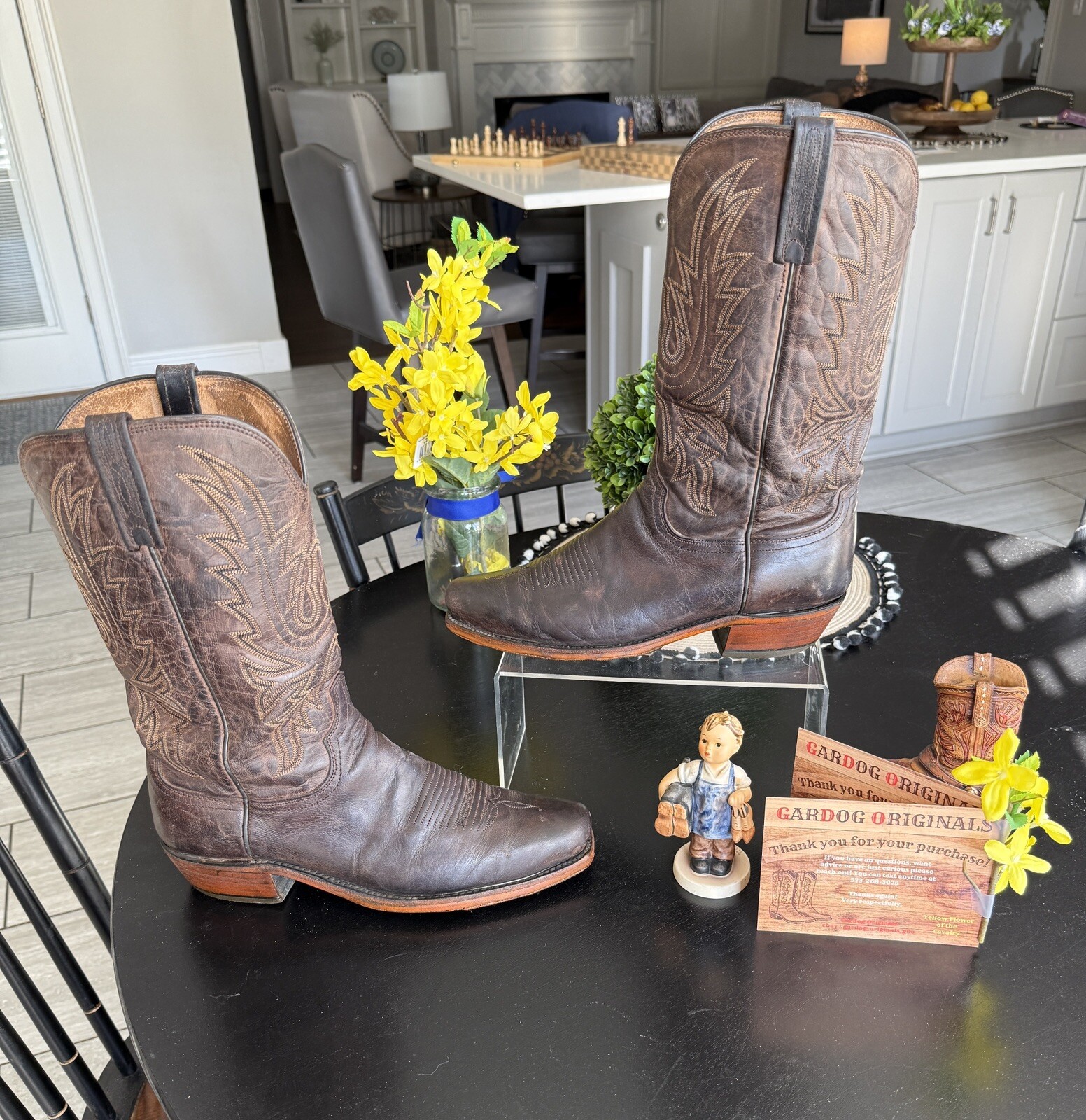 Lucchese Cowboy Boots 9EE Oil Tan Dk Brn ✅r👢1st