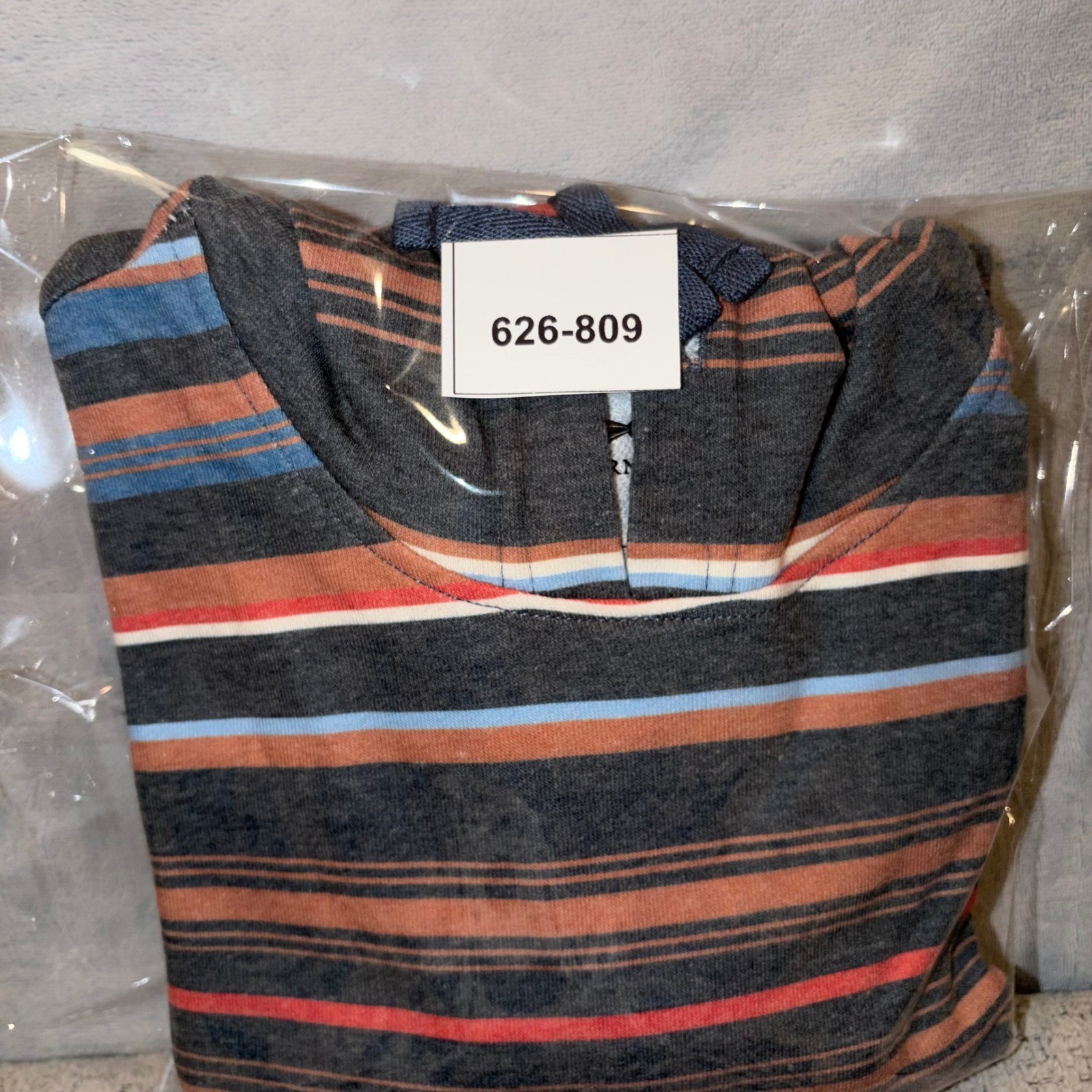 Southern Lure Mens Striped Hoodie Small Charcoal Grey Orange Blue Pullover