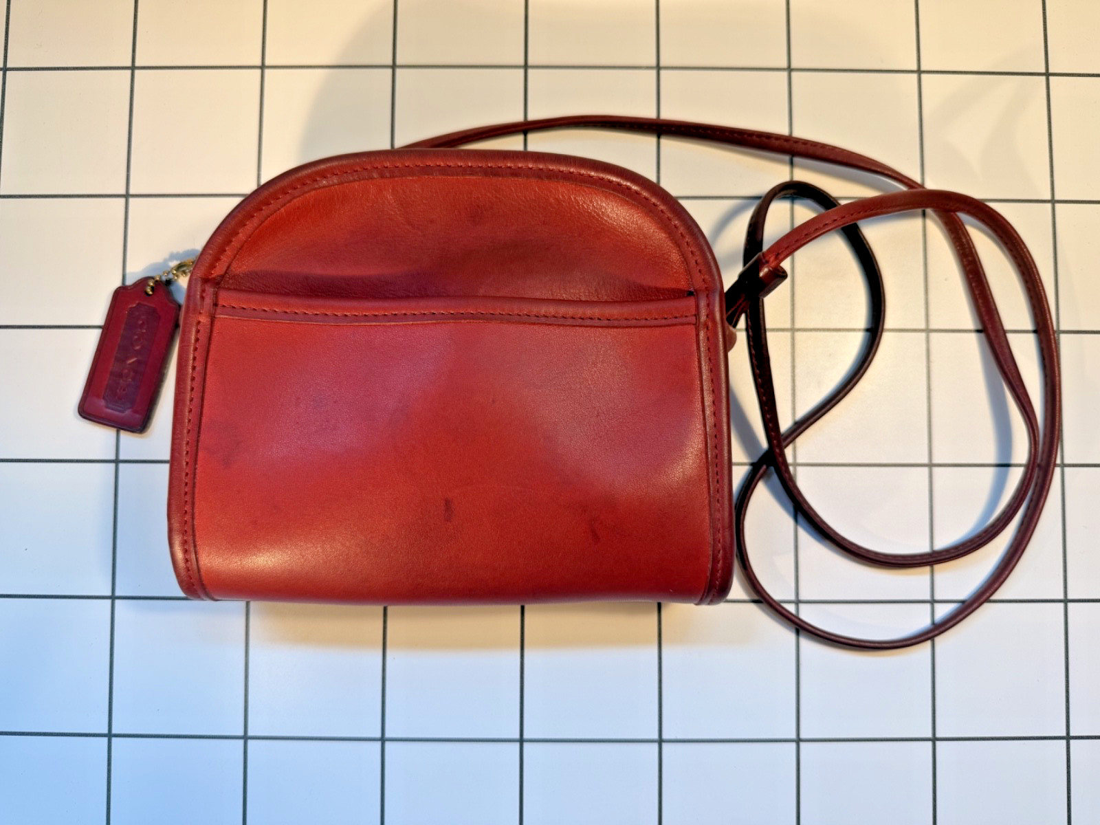 Vintage Coach 9017 Abbie Zip crossbody bag red leather 1997 – evening bag/clutch