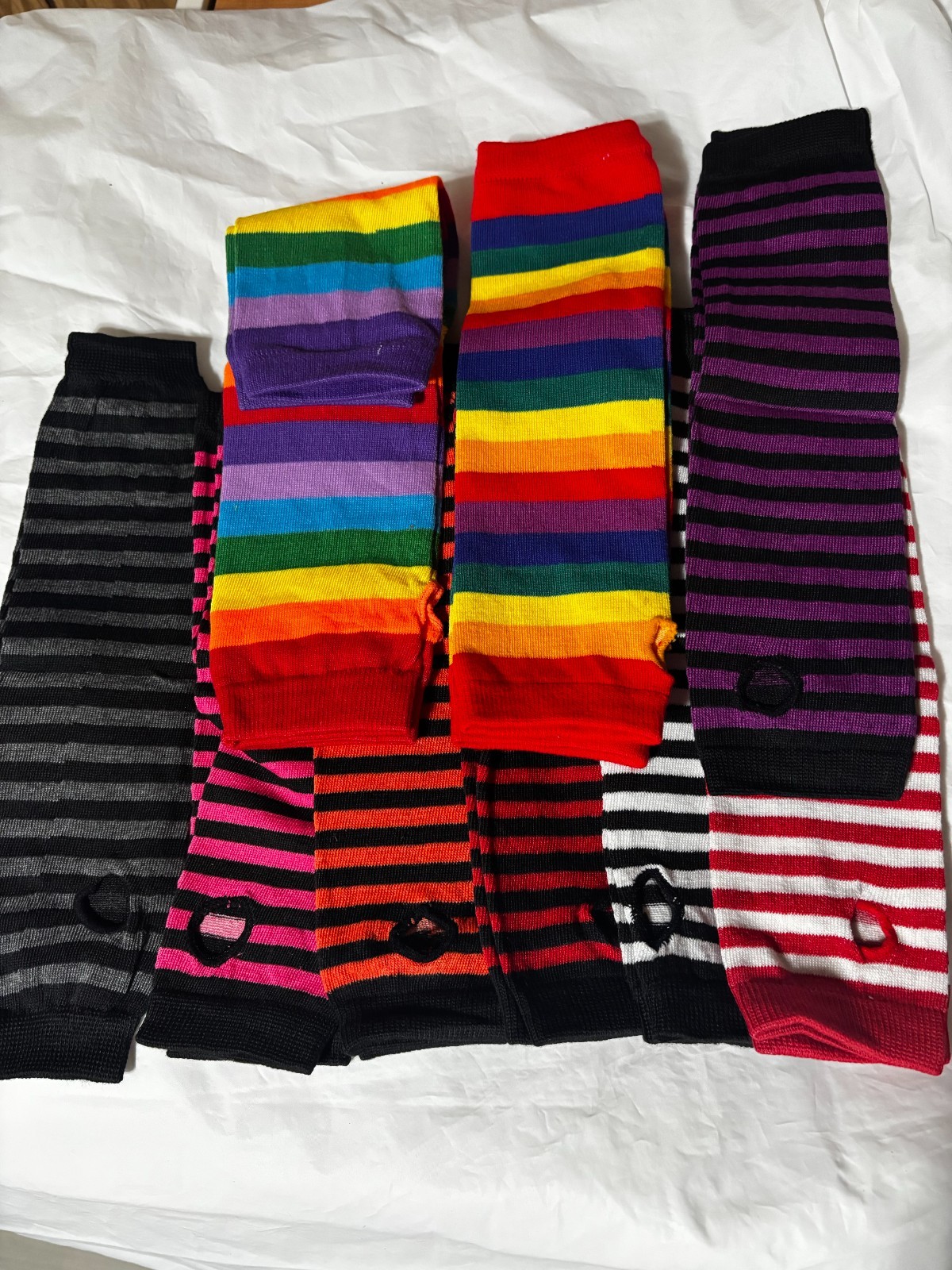 Long Arm Warmers Solid – Striped Fingerless Gloves Winter Wrist Warmer for Women