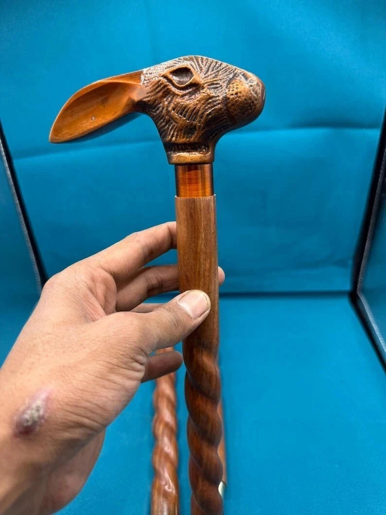 Antique Style Rabbit Handle Cane Stick Victorian Wooden Walking Stick Cane Gift