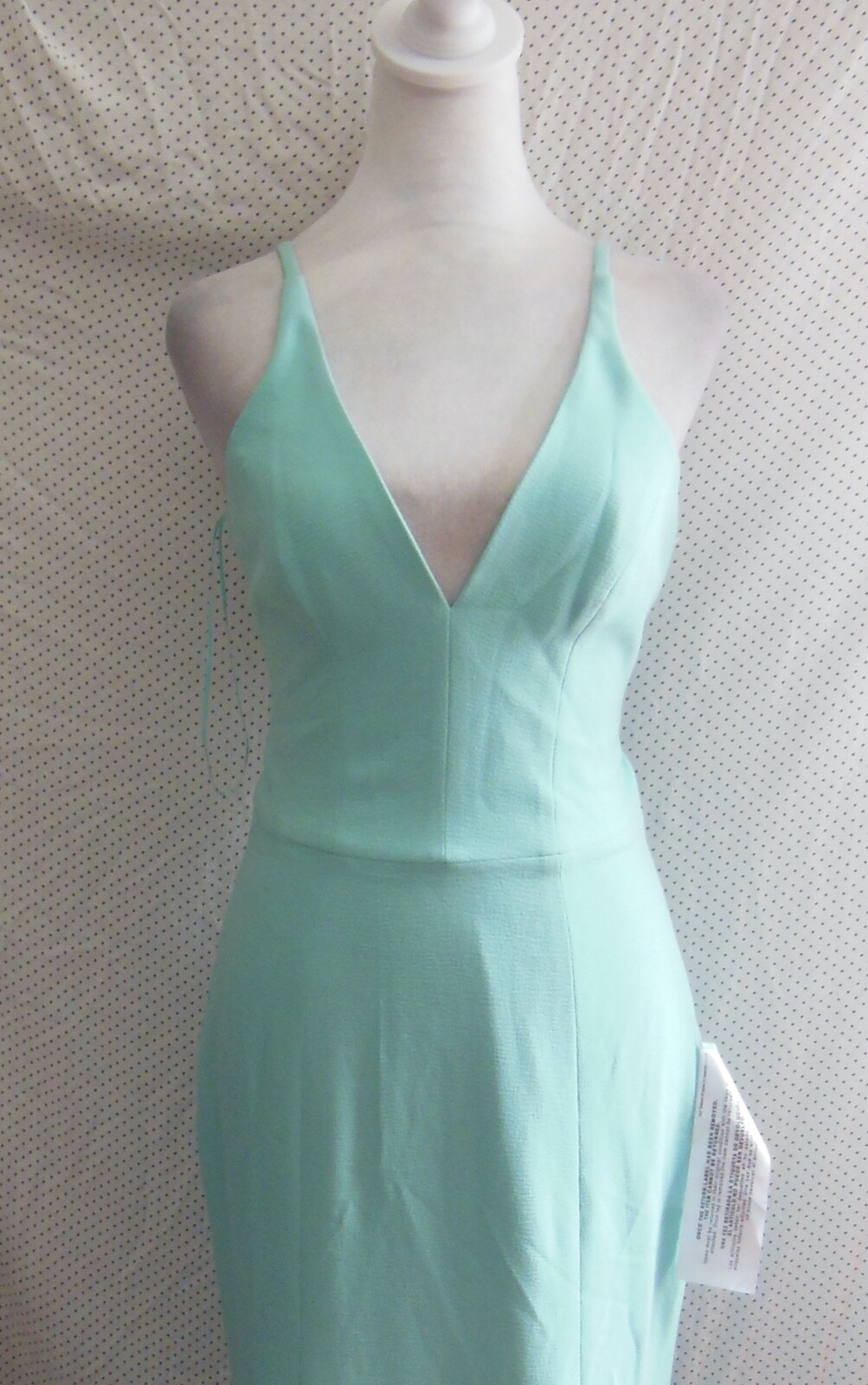 NEW DRESS THE POPULATION Tranquil Blue PLUNGE NECK Iris SLIT Crepe GOWN S