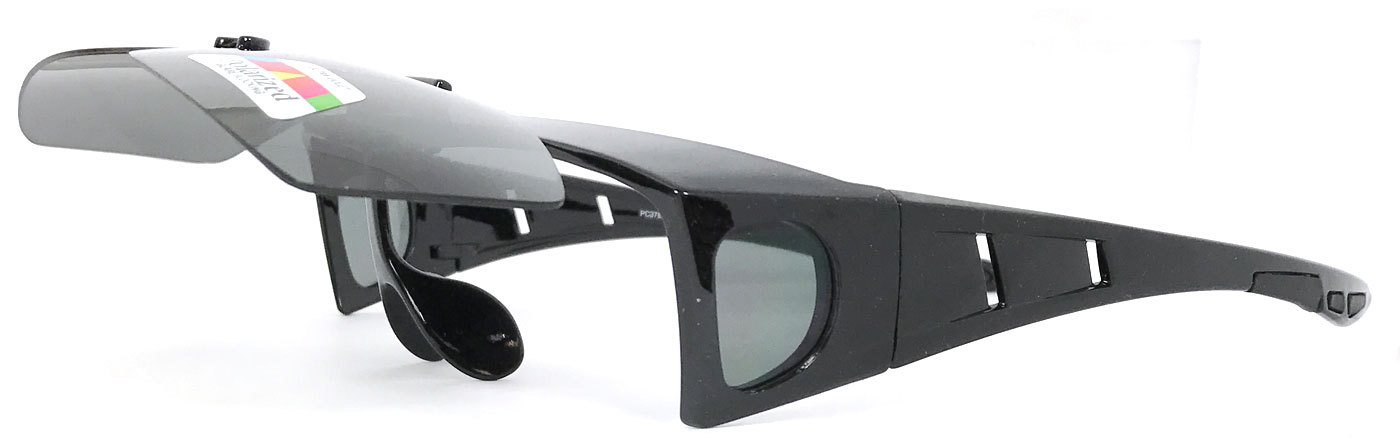 Flip Up POLARIZED Cover Put Fit over Sunglasses wear Rx glass Fit Driving UV400
