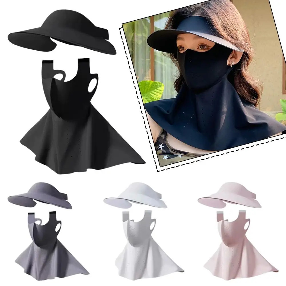 Sun Visor Face Mask Set Ice Silk Breathable Full Coverage Sun Protection Kit