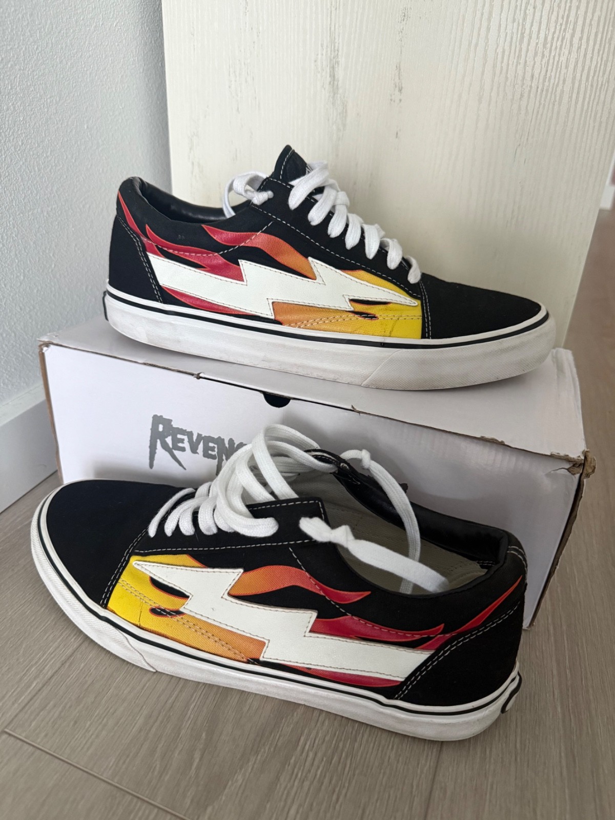 100% Authentic Revenge x Storm Vans Original Classic Flame Black Multiple Sizes