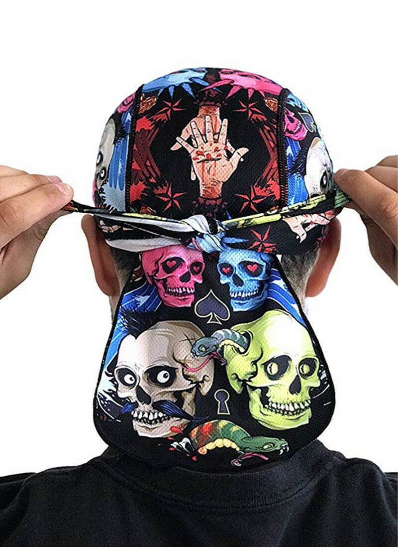 Motorcycle Wrap Biker Du Do Black Bandana Paisley Doo Rag Head Skull Cap Durag
