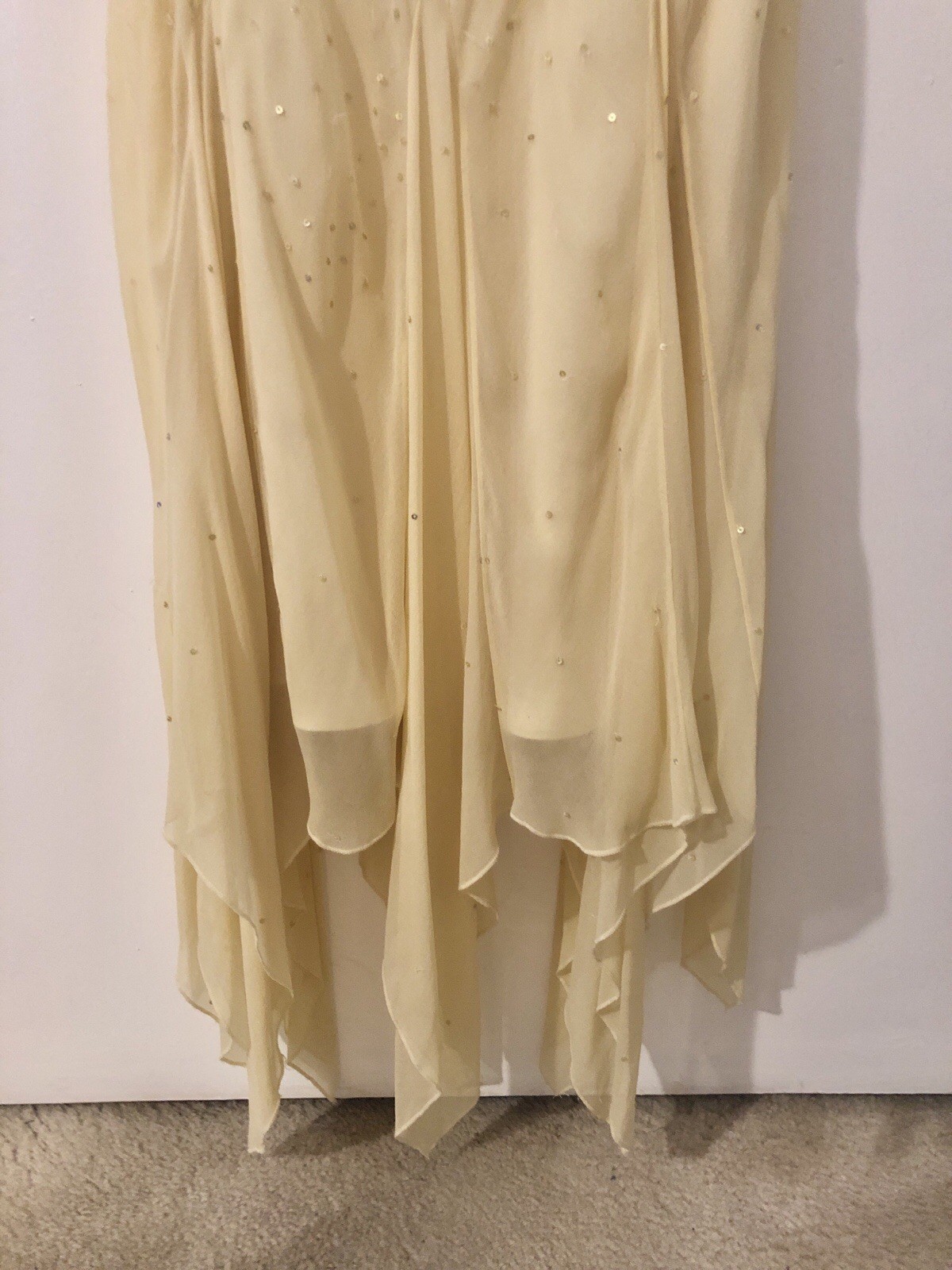 Vintage Laundry by Shelli Segal Silk Butter Yellow Midi Dress Size 10 Y2K Fairy