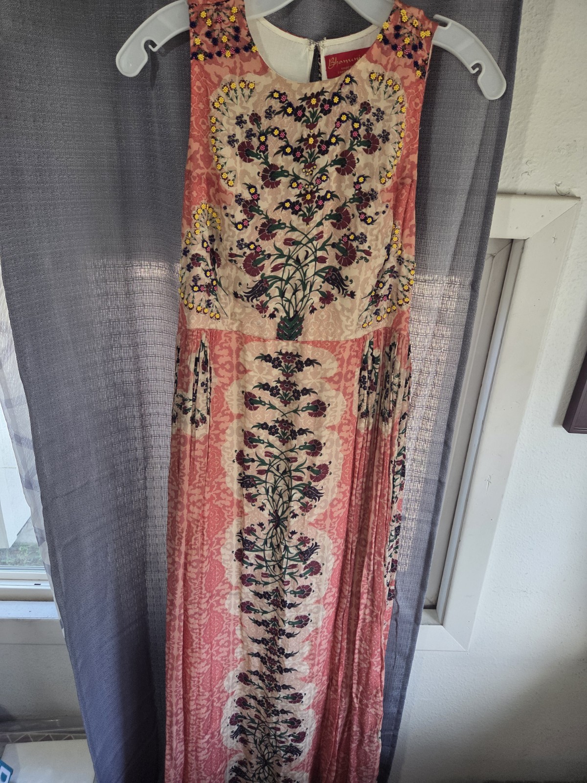 Bhanuni By Jyoti Botanique Maxi Dress Sleeveless Floral Beaded size 4