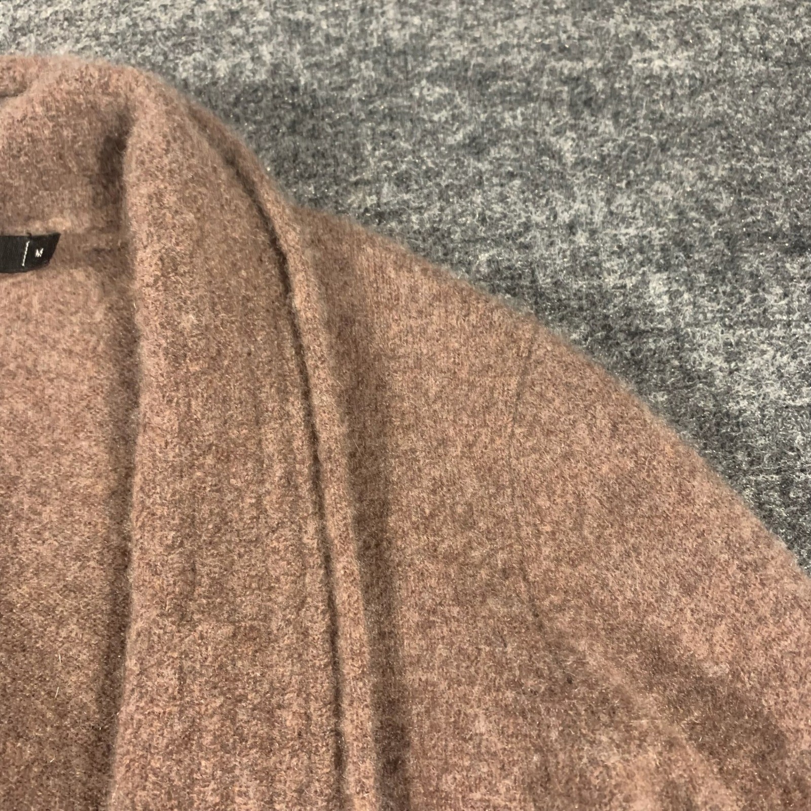 Lusso Cashmere Cardigan Womens M Brown Open Front Shawl Collar Sweater Soft
