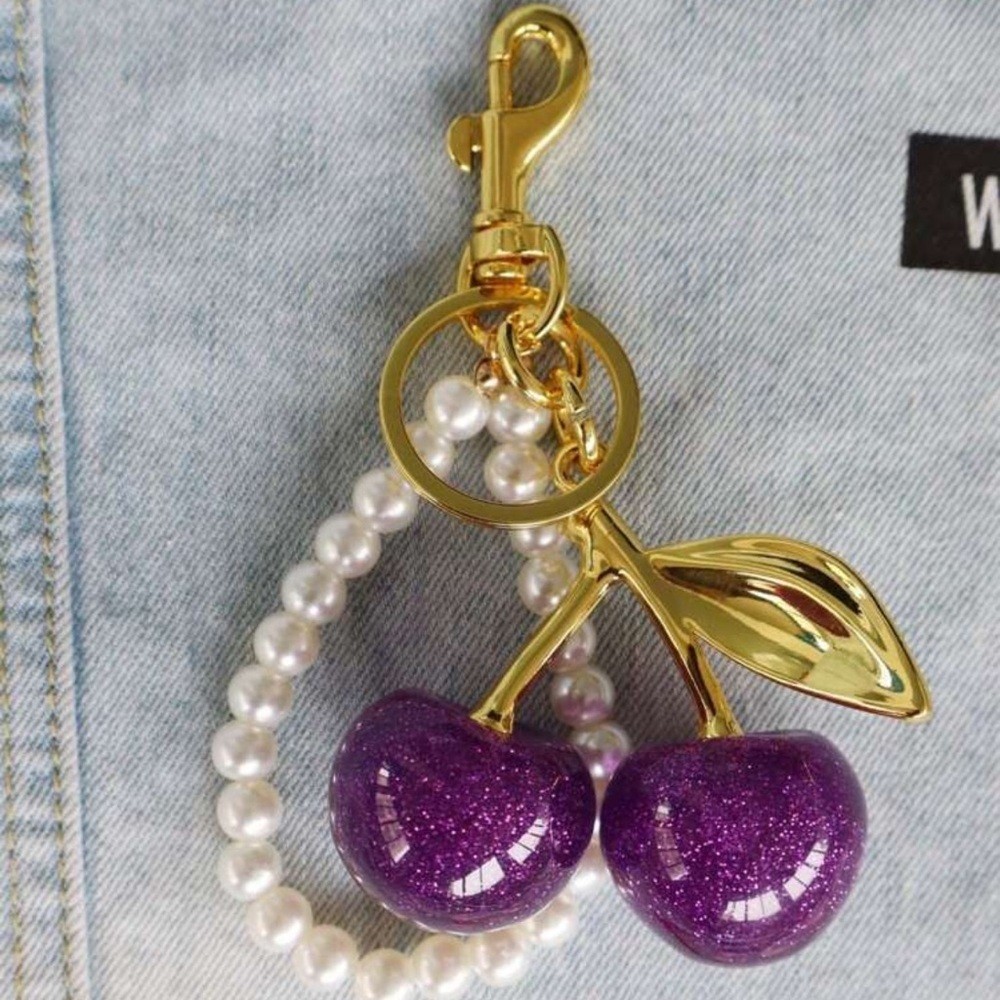 ✨ Purple Glitter Cherry Bag Charm NWT