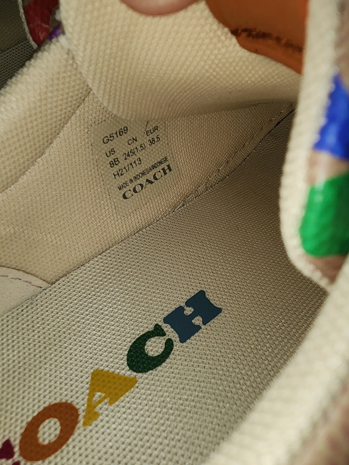 Coach Lowline Logo Canvas Low Top Sneakers Tan Multi White Lace-Up G5169